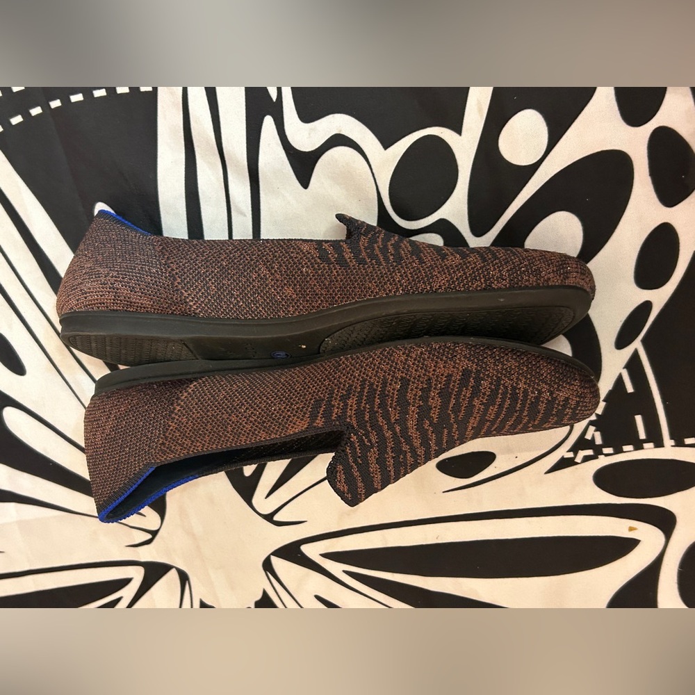 Rothy's “Twilight Metallic “ Brown & Black zebra Knit Flats size 6.5 - Picture 4 of 10